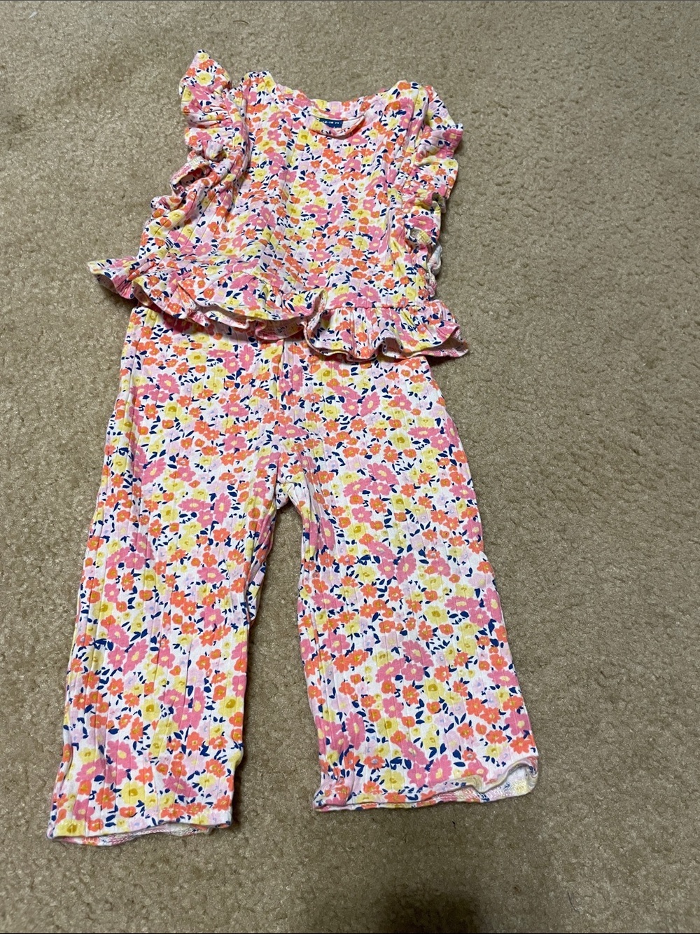 Old Navy Pink Floral Ruffle Top and Pants Set